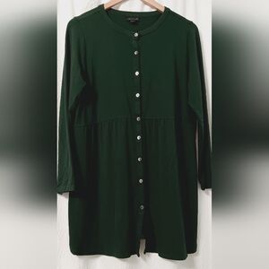J Jill Dress Womens Wearever Collection Forrest Green Jersey Knit Buttons Size M
